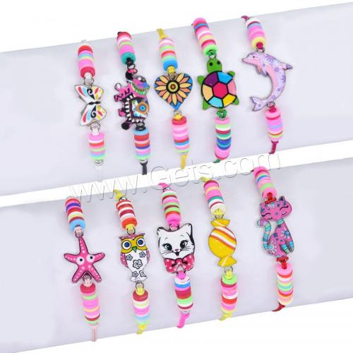 Polymer Clay Bracelets, Wax Cord, with Polymer Clay & Zinc Alloy, fashion jewelry circumference of the necklace is 8-28cm 