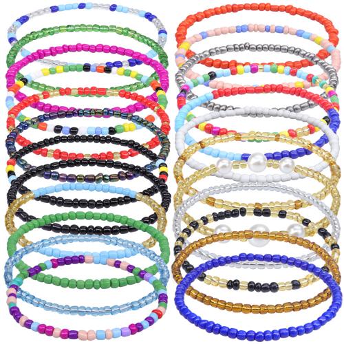 Glass Seed Beads Bracelets, Seedbead, with Elastic Thread, fashion jewelry The circumference is 20cm 