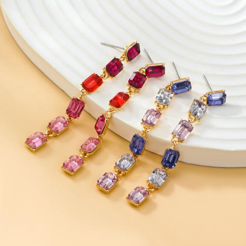 Boucle d'oreille de zinc alliage strass goutte, alliage de zinc, bijoux de mode & pour femme & avec strass, plus de couleurs à choisir Vendu par paire