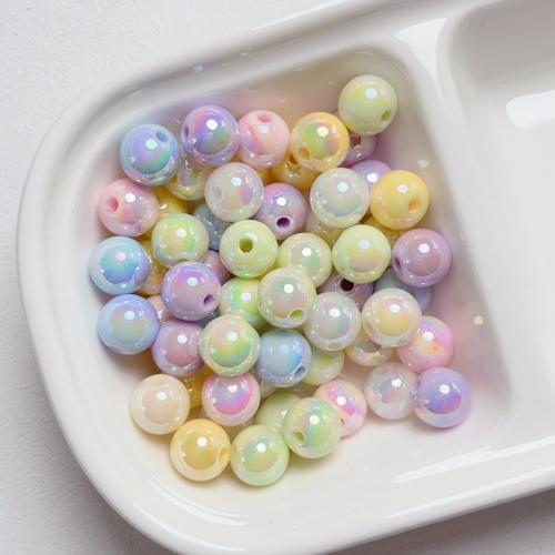 Plating Acrylic Beads, Round, colorful plated, DIY & luminated Approx 