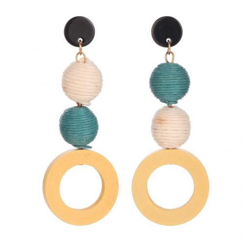 Zinc Alloy Drop Earring, with Linen, plated, fashion jewelry & for woman & hollow 