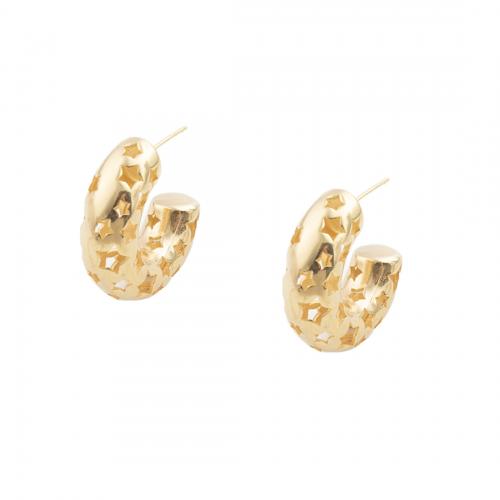 Brass Stud Earring, plated, for woman, golden 