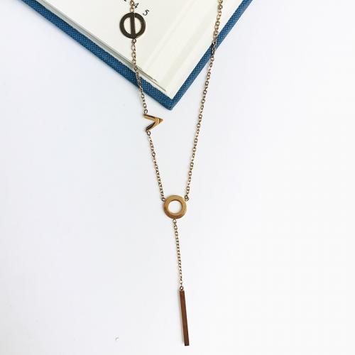 Титан ожерелье ювелирных изделий, титан, с 5mm наполнитель цепи, Другое покрытие, Женский, под розовое золото, длина:Приблизительно 45 см, продается PC