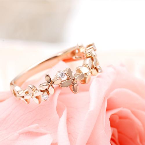 Brass Finger Ring, Flower, plated & for woman & with rhinestone US Ring 