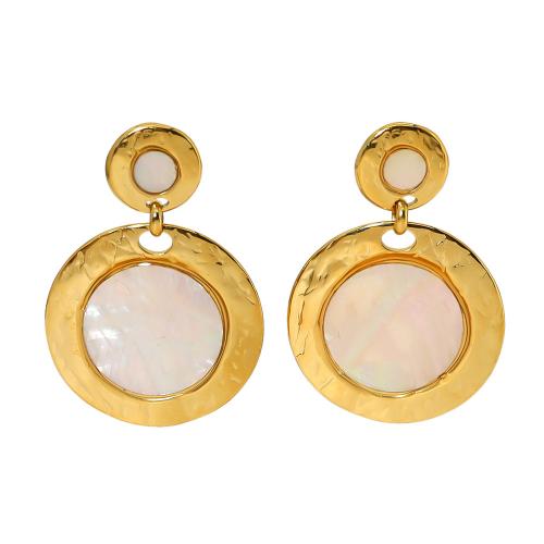 Stainless Steel Drop Earring, 304 Stainless Steel, with Abalone Shell, 18K gold plated, fashion jewelry & for woman, golden 