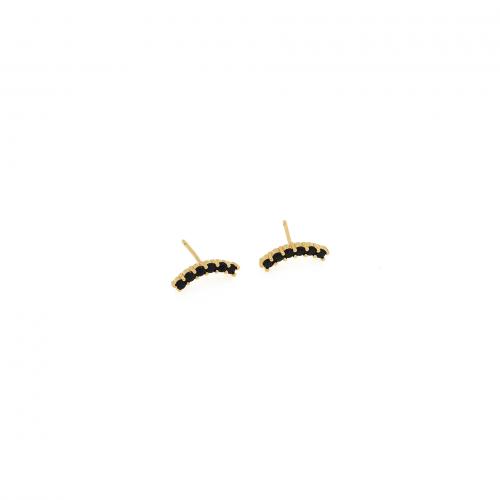 Cubic Zirconia Pendiente Brass Micro Pave, metal, 18K chapado en oro, Joyería & micro arcilla de zirconia cúbica & para mujer, Negro, 2.1x13.8x14.2mm, Vendido por Par