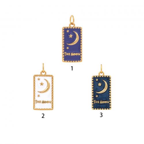 Enamel Brass Pendants, Rectangle, 18K gold plated, fashion jewelry & DIY 