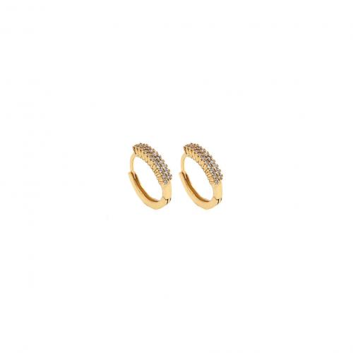 Befestiger Zirkonia Messing Ohrring, 18K vergoldet, Modeschmuck & Micro pave Zirkonia & für Frau, 17.5x18.5x6.5mm, verkauft von Paar