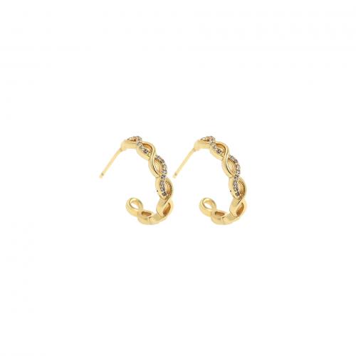 Befestiger Zirkonia Messing Ohrring, 18K vergoldet, Modeschmuck & Micro pave Zirkonia & für Frau, 15.5x21x3mm, verkauft von Paar