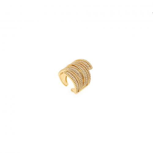 Cubic Zirconia Micro Pave Brass Finger Ring, 18K gold plated, fashion jewelry & micro pave cubic zirconia & for woman 