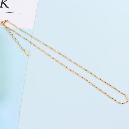Titanium Steel Chain Necklace, with 5cm extender chain, fashion jewelry & Unisex, golden, 1.5mm Approx 40 cm 