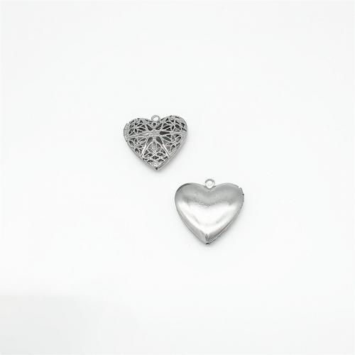 Stainless Steel Locket Pendant , 316 Stainless Steel, Heart, hollow, original color [