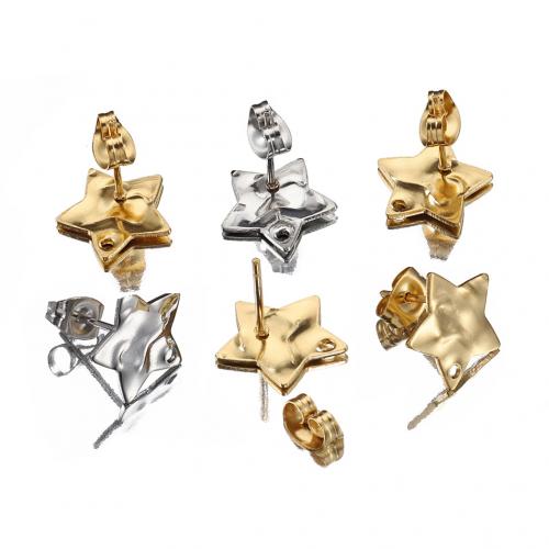 Stainless Steel Earring Stud Component, 304 Stainless Steel, Star, DIY 12.5mm 