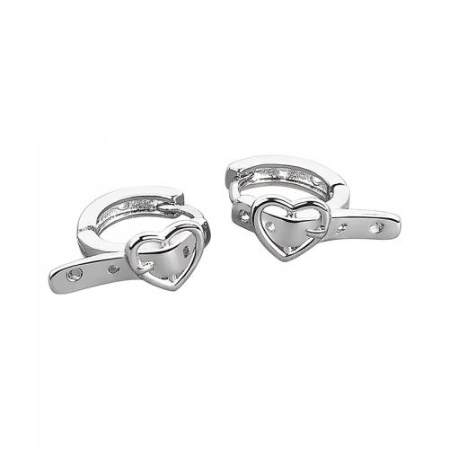 Brass Huggie Hoop Earring, Heart, platinum color plated, fashion jewelry & for woman 