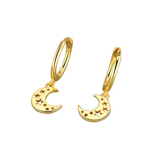 Brass Drop Earring, Moon, plated, fashion jewelry & for woman 