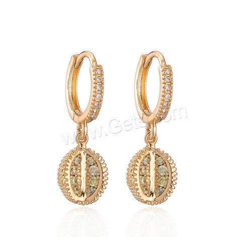 Cubic Zirconia Micro Pave Brass Earring, Durian, plated, micro pave cubic zirconia & for woman 