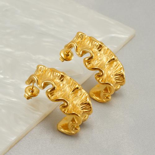 Stainless Steel Stud Earring, 304 Stainless Steel, gold color plated, for woman, 30mm 