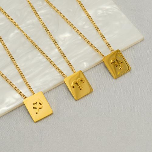 Stainless Steel Jewelry Necklace, 304 Stainless Steel, with 5CM extender chain, Rectangle, gold color plated & for woman cm 