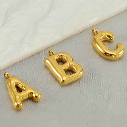 Stainless Steel Letter Pendant, 304 Stainless Steel, Alphabet Letter, gold color plated & for woman [