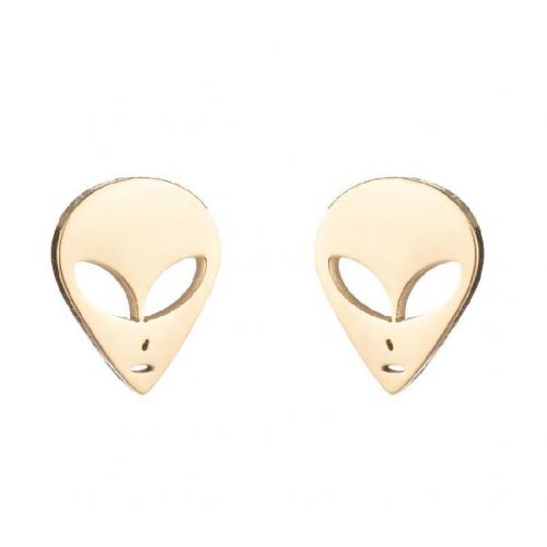 Stainless Steel Stud Earring, 304 Stainless Steel, Alien, plated, for woman 