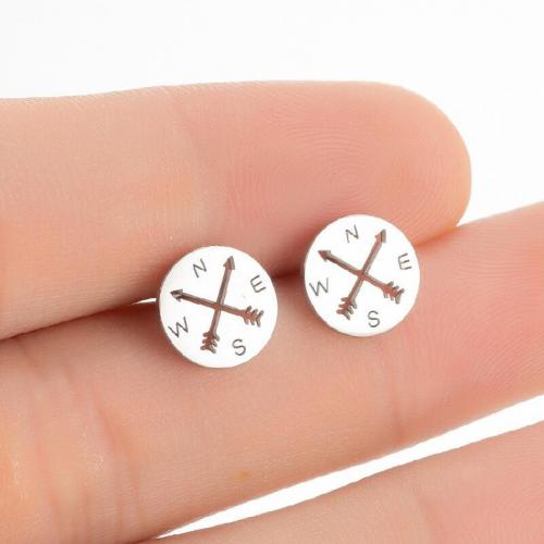 Stainless Steel Stud Earring, 304 Stainless Steel, Round, plated, for woman 10mm 