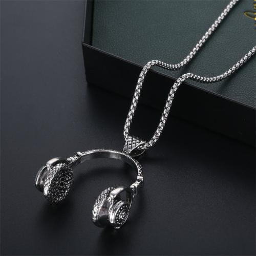 Titanium Steel Jewelry Necklace, with Zinc Alloy, plated, fashion jewelry, silver color cm 