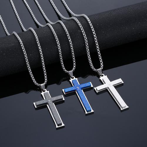 Titan Schmuck Halskette, Titanstahl, Kreuz, plattiert, Modeschmuck, keine, Länge:70 cm, verkauft von PC