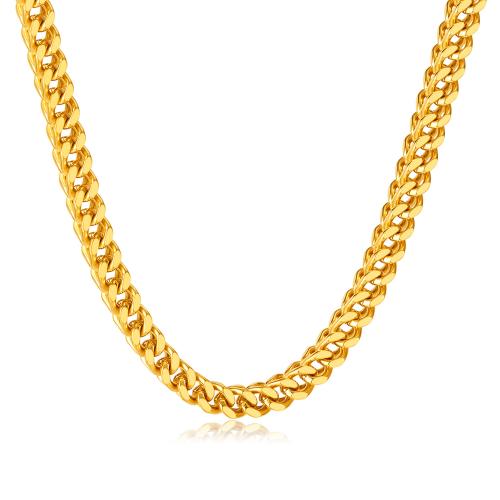 Halskette, 304 Edelstahl, plattiert, Modeschmuck & für den Menschen, Goldfarbe, wide:7.7mm, Länge:ca. 480 Millimeter, verkauft von PC