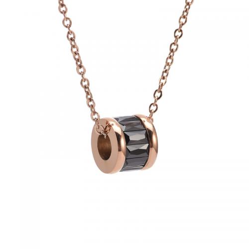 Титан ожерелье ювелирных изделий, титан, с 5mm наполнитель цепи, Другое покрытие, Женский & со стразами, Много цветов для выбора, длина:Приблизительно 45 см, продается PC