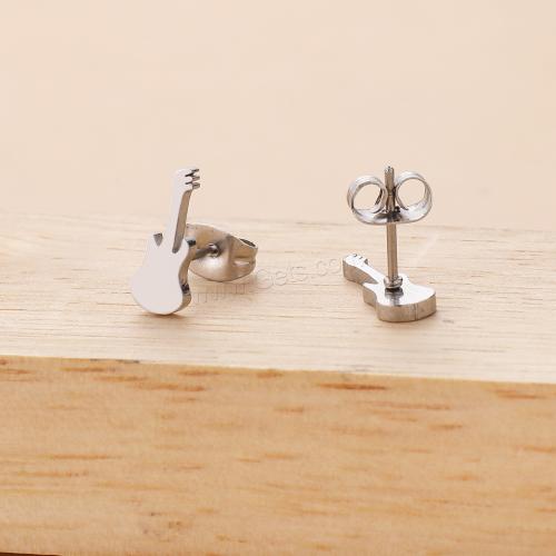 Stainless Steel Stud Earring, 304 Stainless Steel, Guitar, plated, for woman 