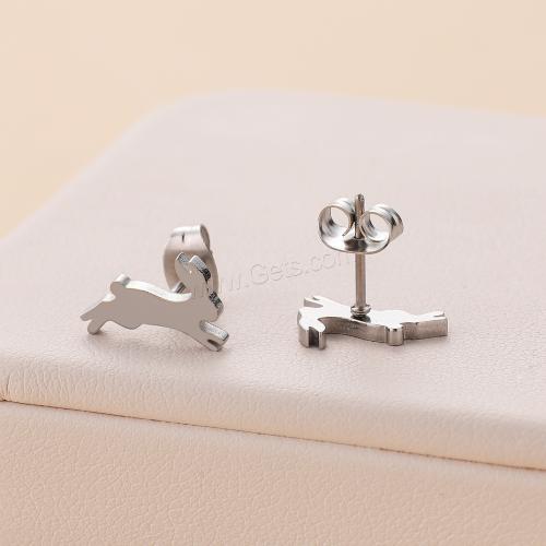 Stainless Steel Stud Earring, 304 Stainless Steel, Rabbit, plated, for woman 