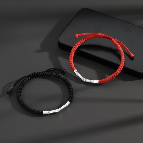 alliage de zinc bracelet, avec corde de cire, bambou, Placage de couleur argentée, bijoux de mode & pour homme, plus de couleurs à choisir Environ 6-10 pouce, Vendu par PC