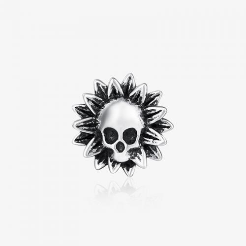 Zinc Alloy Stud Earring, Skull, silver color plated, vintage & for man, 10mm 