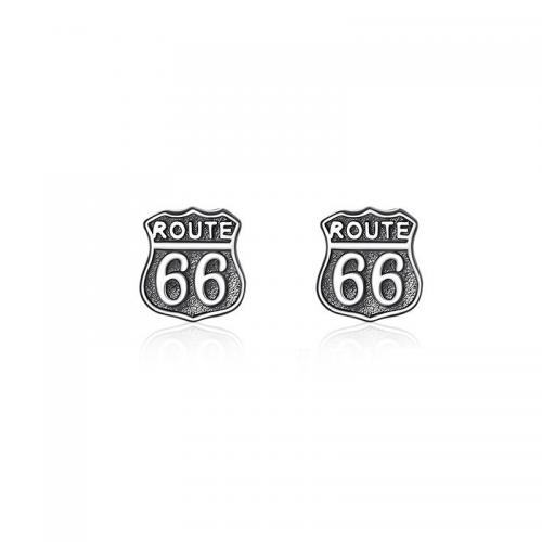Zinc Alloy Stud Earring, silver color plated, vintage & with number pattern & for man, 10mm 