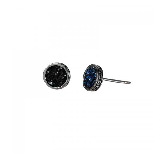 Zinc Alloy Stud Earring, Round, silver color plated, for woman & with rhinestone 10mm 