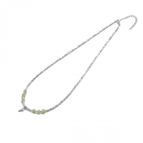 Zinc Alloy Bracelet and Necklace, with Resin, Leaf, silver color plated, fashion jewelry & for woman [