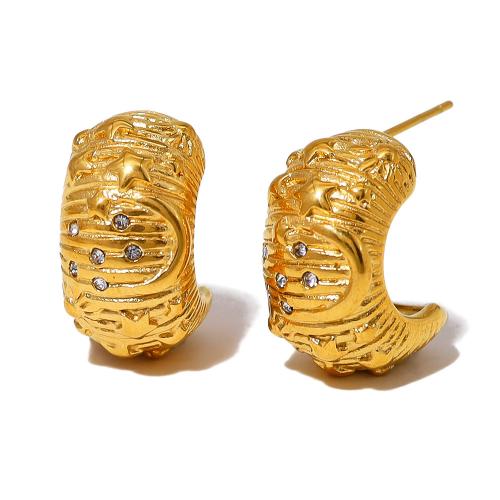 Edelstahl Stud Ohrring, 304 Edelstahl, 18K vergoldet, Modeschmuck & für Frau & mit Strass, goldfarben, verkauft von Paar