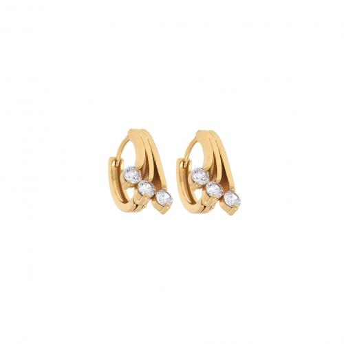 Befestiger Zirkonia Messing Ohrring, 18K vergoldet, Modeschmuck & Micro pave Zirkonia & für Frau, 7x16.5x2.3mm, verkauft von Paar