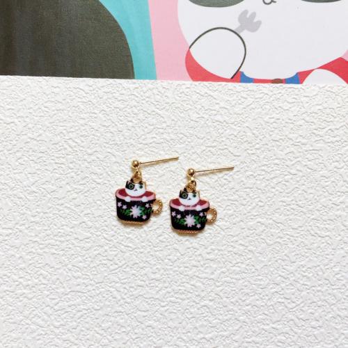 Enamel Zinc Alloy Drop Earring, with Iron & 304 Stainless Steel, gold color plated, fashion jewelry & for woman 50mm 