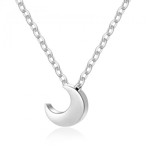 Stainless Steel Jewelry Necklace, 304 Stainless Steel, with 5CM extender chain, Moon, plated, for woman cm 