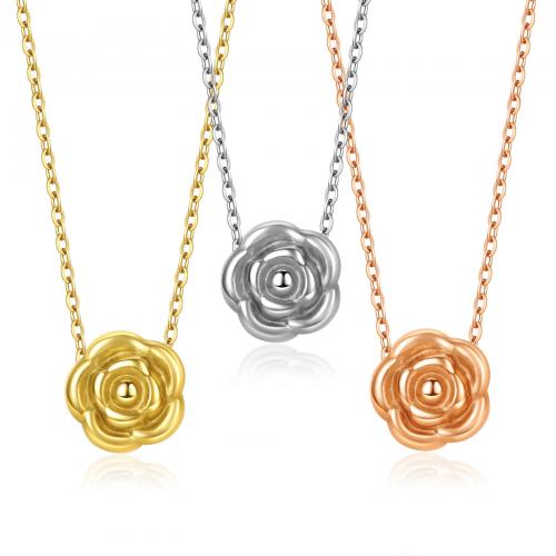 Titanium Steel Jewelry Necklace, Rose, plated, for woman cm 
