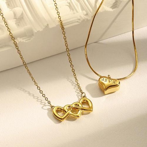Titanium Steel Jewelry Necklace, Brass, with Titanium Steel, with 6.2cm extender chain, 18K gold plated, fashion jewelry & for woman .8 cm 