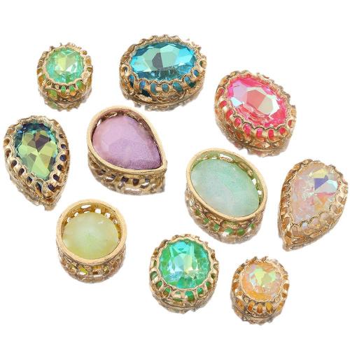 Rhinestone Brass Beads, metal, Barroco, Bricolaje & diverso tamaño para la opción & diferentes estilos para la opción & con diamantes de imitación, aproximado 10PCs/Bolsa, Vendido por Bolsa[