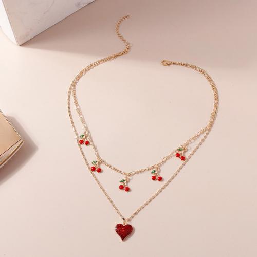 Fashion Multi Layer Necklace, Zinc Alloy, plated, Double Layer & fashion jewelry & for woman & epoxy gel Approx 31-40 cm 