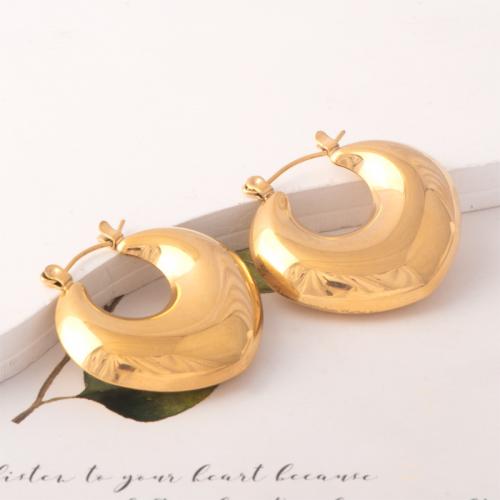 Titanium Steel Earrings, plated, fashion jewelry & for woman, golden 