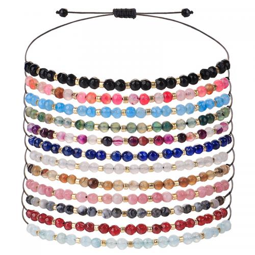 Gemstone Bracelets, Seedbead, with Cotton Thread & Stone, handmade, fashion jewelry & for woman Approx 15-30 cm 