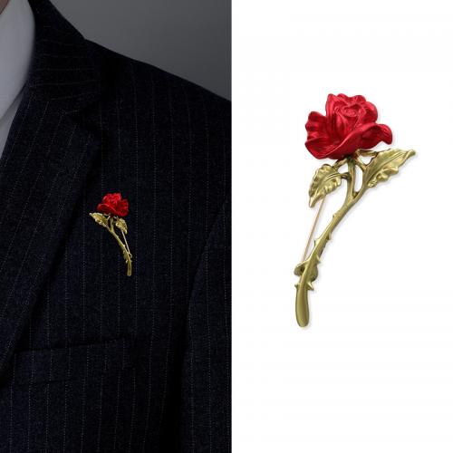 Titanium Steel Brooch, Rose, gold color plated, fashion jewelry & for man 