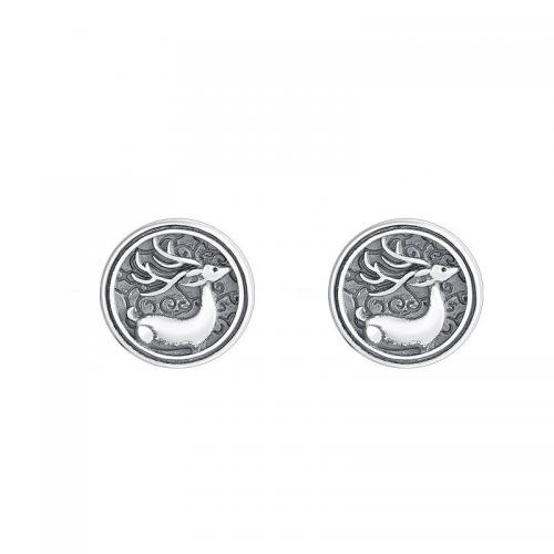 Zinc Alloy Stud Earring, Flat Round, silver color plated, vintage & for man, 10mm 