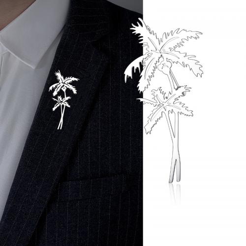 Titanium Steel Brooch, Palm Tree, fashion jewelry & for man, original color 