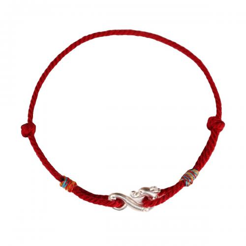 corde de coton Bracelet et bracelet, avec Argent sterling 925, dragon, fait à la main, style folk & unisexe & styles différents pour le choix, Vendu par PC